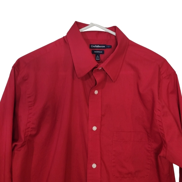 Croft and Barrow long sleeve mens button down classic fit top red size 32/33 - Picture 3 of 6